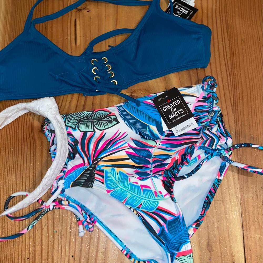 2/$10 XSmall Bikini NWT TEAL-LEAVES